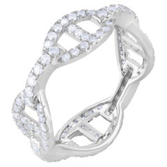 1.01 Cttw Natural Diamond Eternity Band Ring Size 7 in 925 Sterling Silver