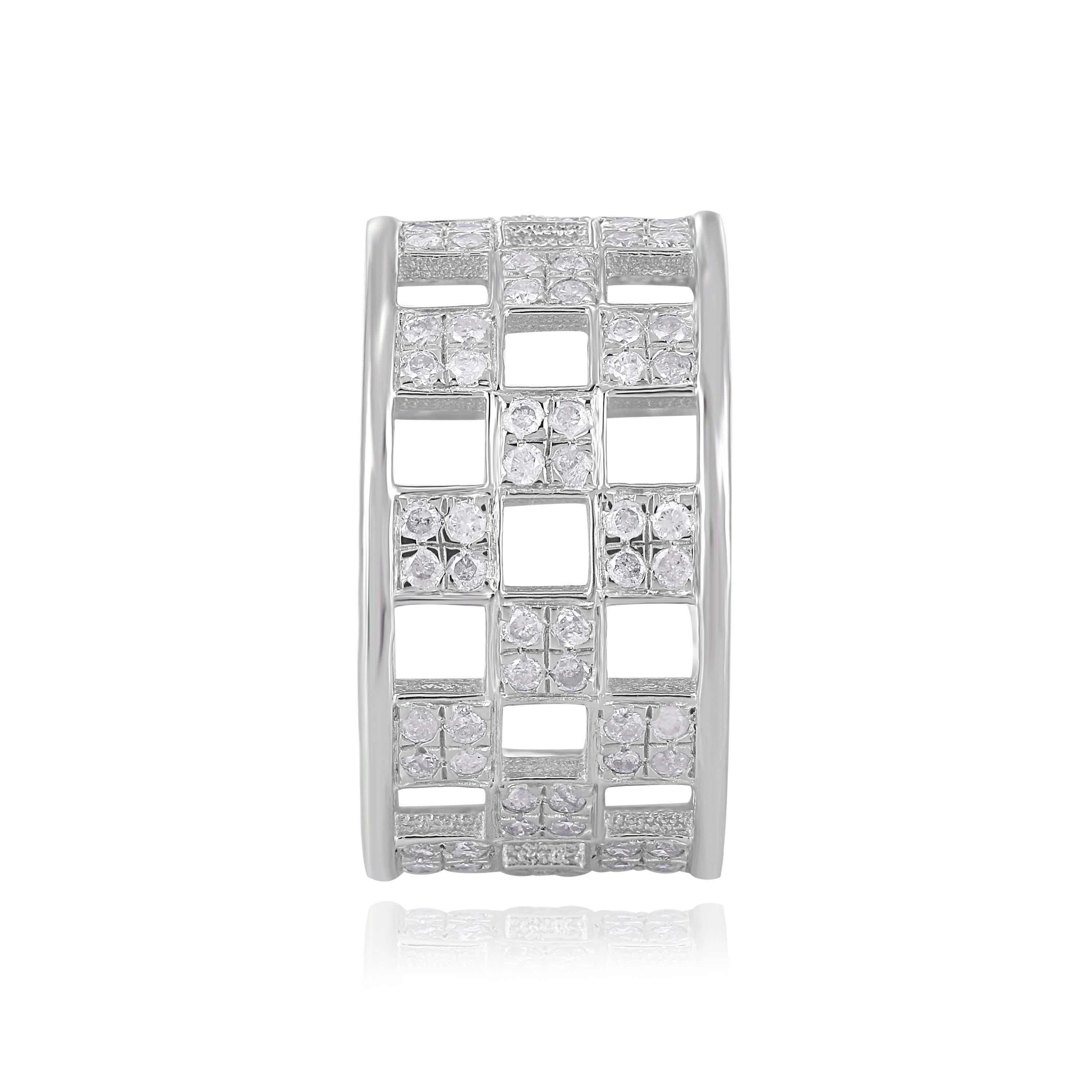 Contemporary Gemistry 1.07ct. T.W. Natural Diamond Ring Size 7 in 925 Sterling Silver For Sale