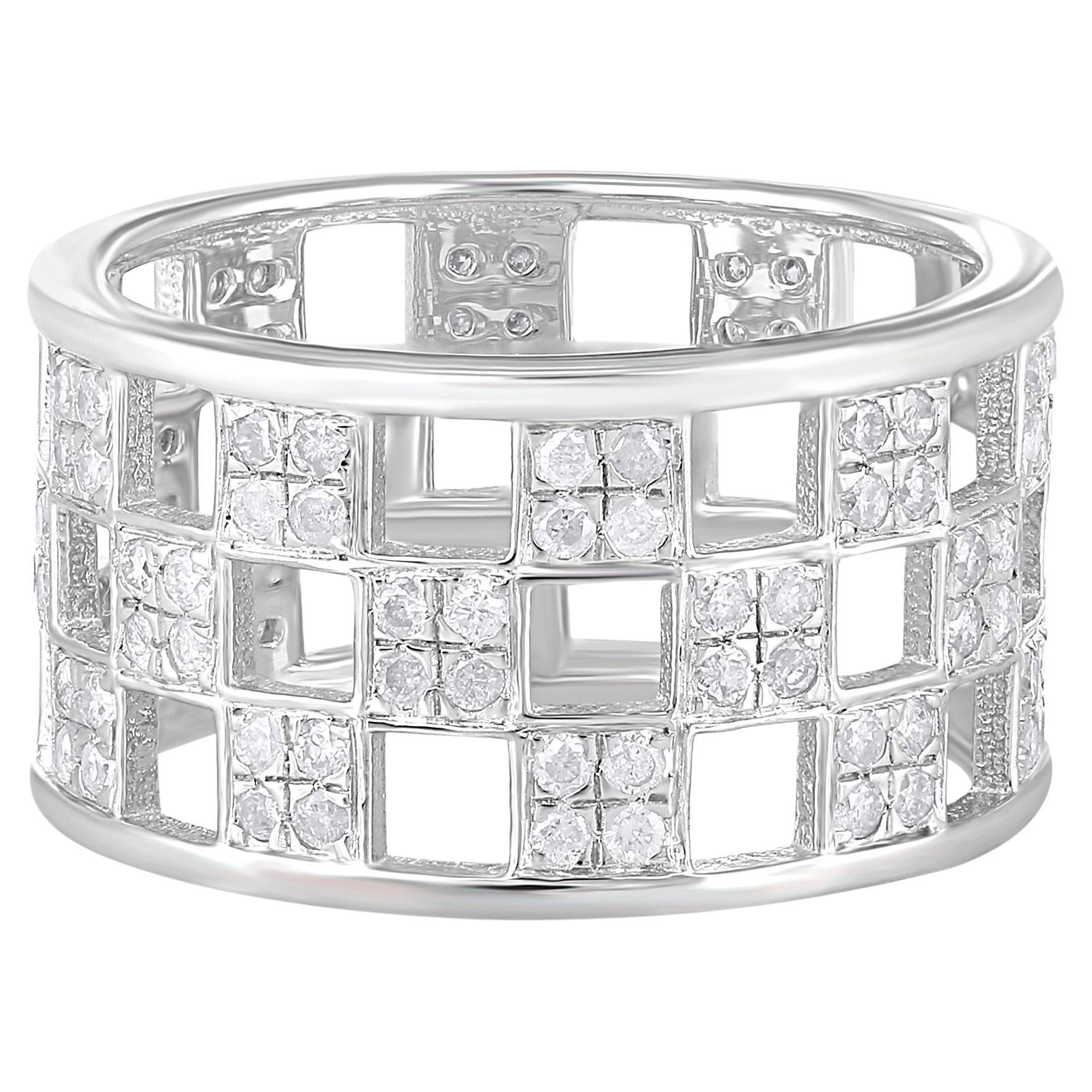 Edelsteinkunde 1,07ct. T.W. Natürlicher Diamantring Größe 7 in 925 Sterlingsilber