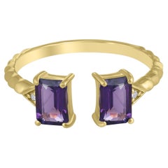 Gemistry 1.12 Cttw. Amethyst and Diamond Cuff Ring in 14K Yellow Gold