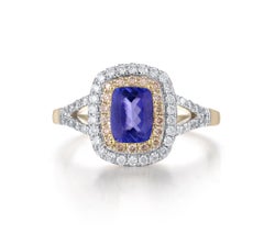 Gemistry 1.15 Cttw Natural Tanzanite/Diamond Ring in 14K Gold, Size 7