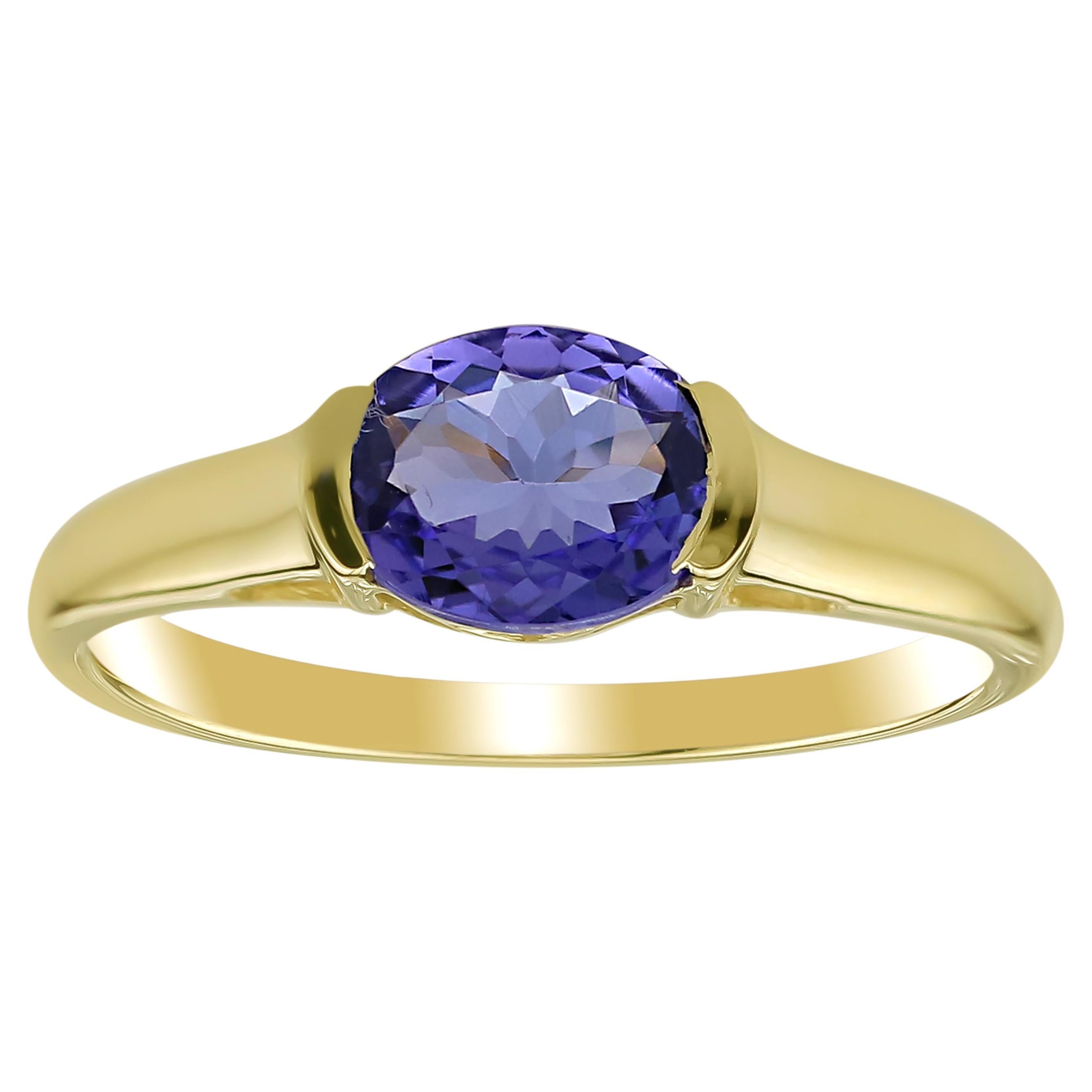 Anello In Argento Placcato Oro Con Tanzanite, 0,666 Carati - Foto 2