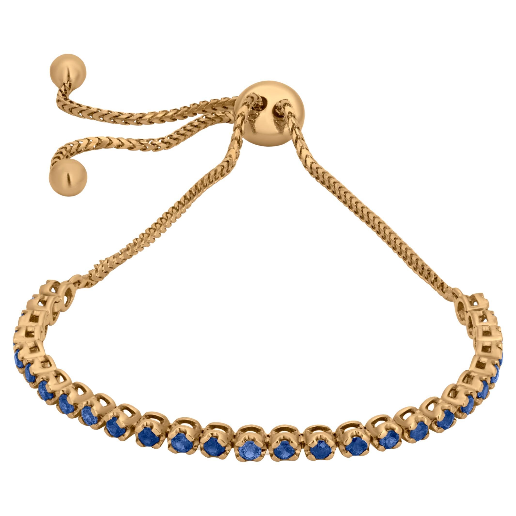 Gemistry 1.19 Carat T.W. Blue Sapphire Tennis Bracelet in 18k / 14k Yellow Gold