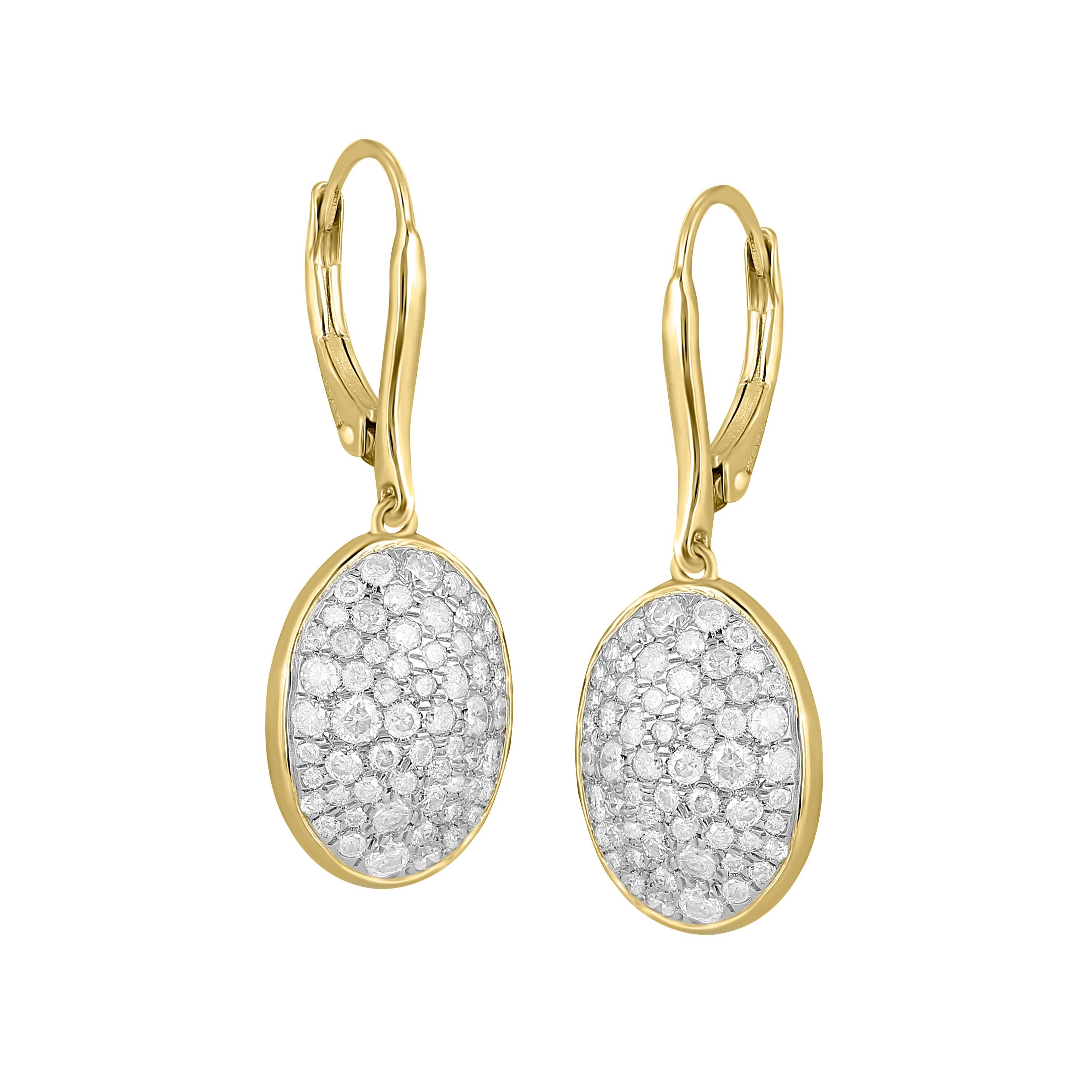 Blinded by the light! These stunning ovals drop earrings by Gemistry are packed with sparkle and shine, as 1.36 ct. t.w. round brilliant cut diamonds create as shimmery mosaic in white rhodium. Finally crafted in 925 sterling silver. Perfect for