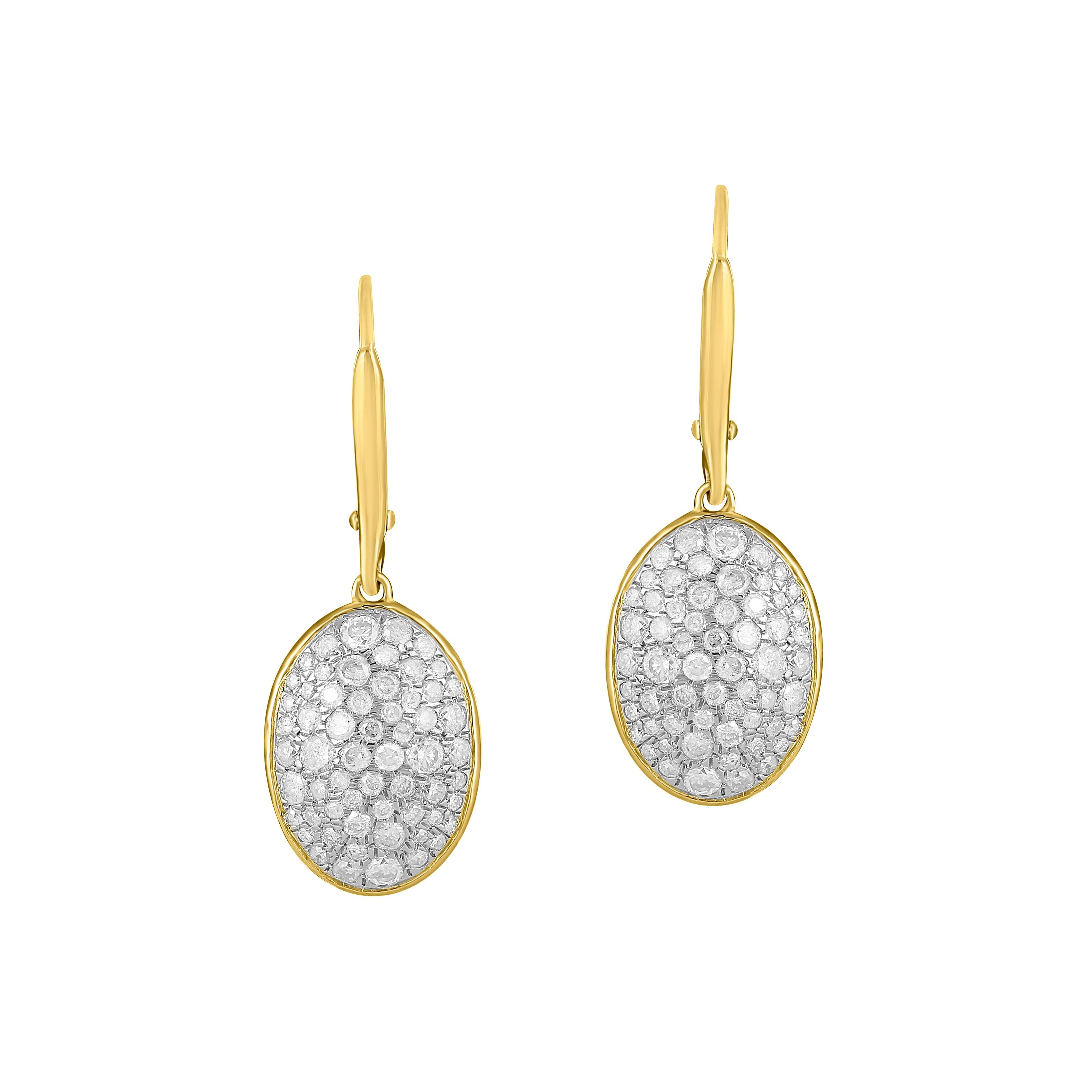 Round Cut Gemistry 1.36cttw Diamond Mosaic Drop Earrings in Two Tone 925 Silver For Sale