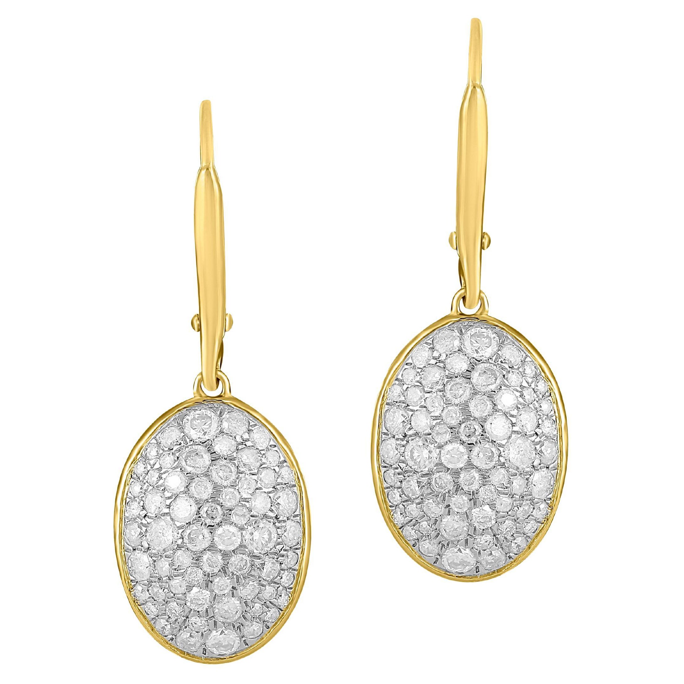 Gemistry 1.36ct. t.w. Pendants d'oreilles en argent 925 bicolore avec mosaïque de diamants