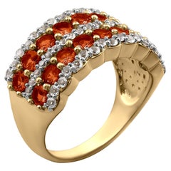 Geometrie 1,42 Karat T.W Double-Row Fire Opal Ewigkeitsring aus 14K Gelbgold