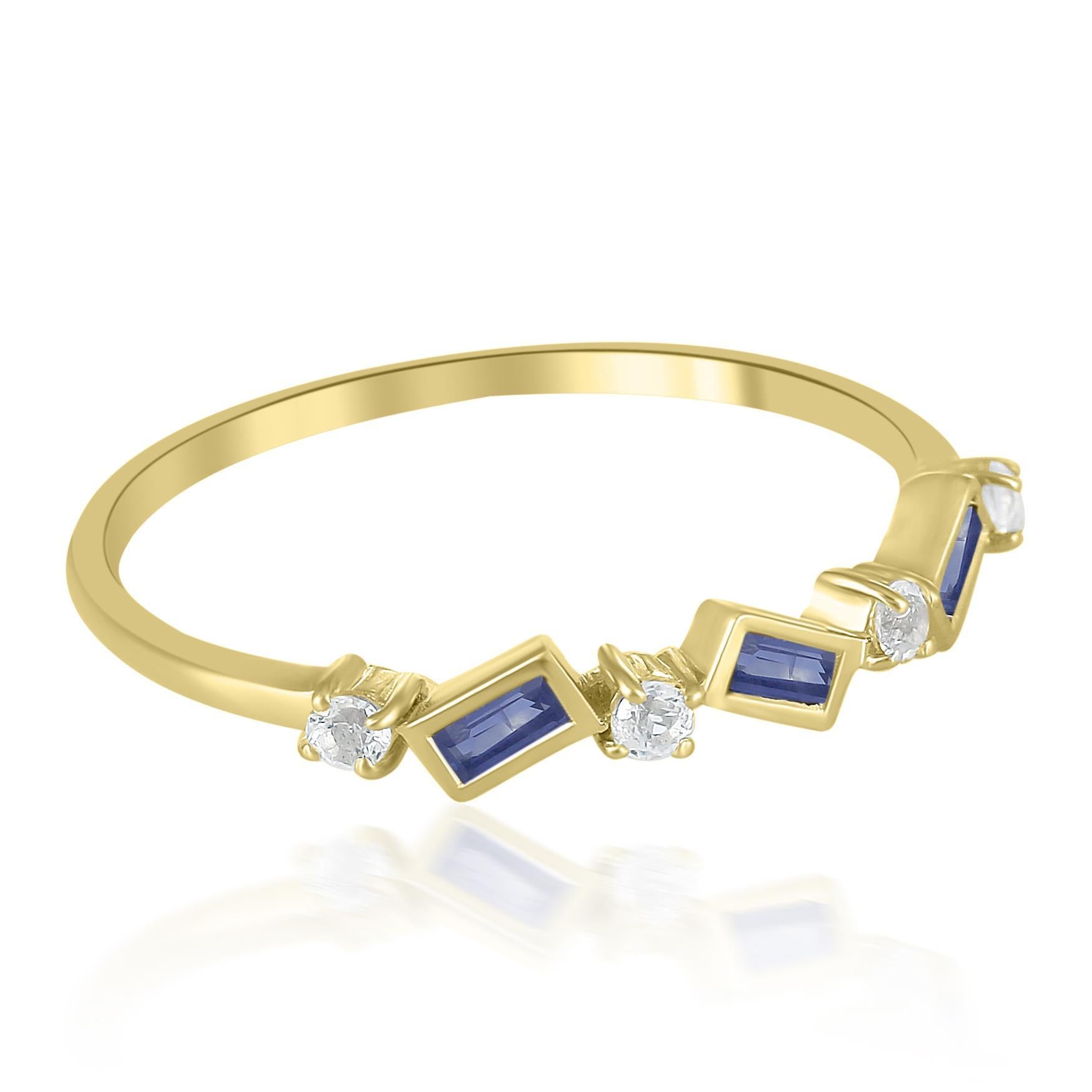 Women's Gemistry Brooke 14k Gold Natural Blue Sapphire/White Topaz Ring Size 8 For Sale