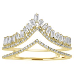 Gemistry 14K 0.48 Cttw. Gold Round, Baguette-Cut Diamond Crown Ring, Sizes 6-10