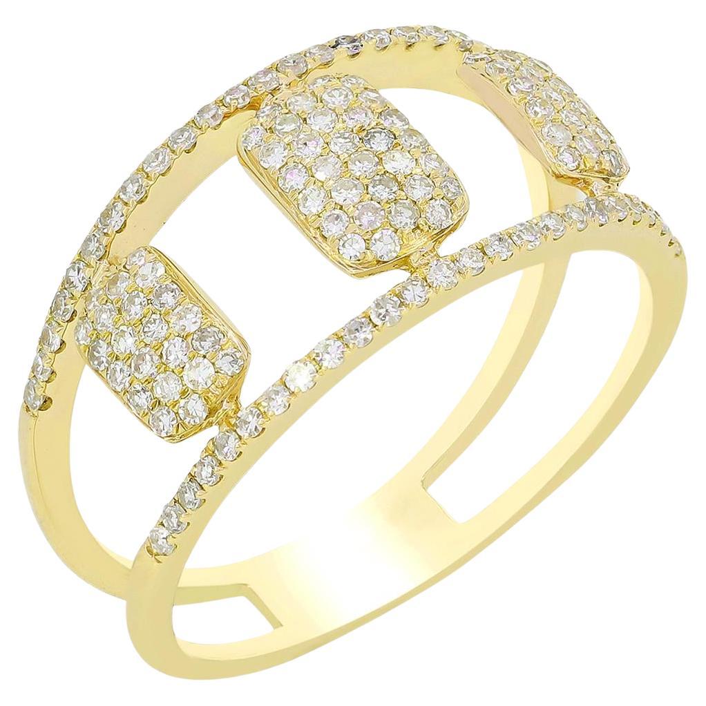 Gemistry 14K Gold Round Diamond Split Shank Rectangular Cluster Ring, 6-8