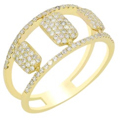 Gemistry 14K Gold Round Diamond Split Shank Rectangular Cluster Ring, Sizes 6