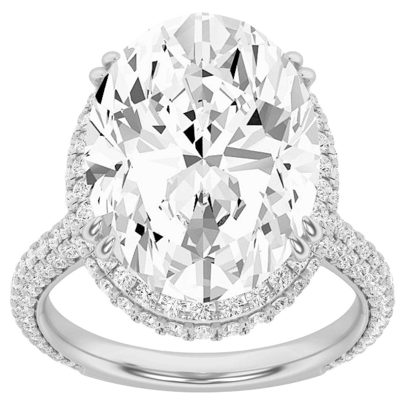 Gemistry 14K Weißgold Lab Grown Diamond 7,5 CTTW Oval Cut Ring, Größen 5 bis 10 im Angebot