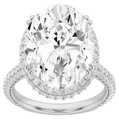 Gemistry 14K White Gold Lab Grown Diamond 7.5 CTTW Oval Cut Ring, Sizes 5 to 10
