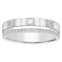 Gemistry 14K White Gold Natural .25 Cttw Round Diamond Band Ring Size 6
