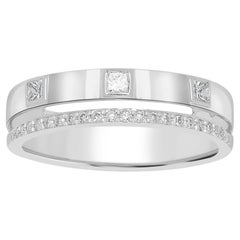 Anello a fascia con diamante rotondo in oro bianco 14K Nature da 0,25 cttw Misura 6