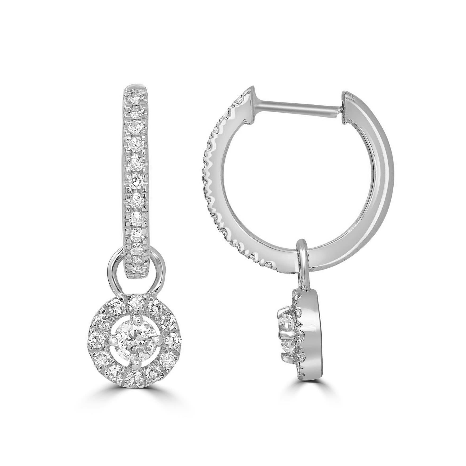 Contemporaneo Gemmologia  Orecchini pendenti con diamanti naturali in oro bianco 14K da 0,33 ct. in vendita