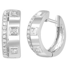 Gemistry 14K White Gold .33 Cttw Natural Diamond Hoop Earrings