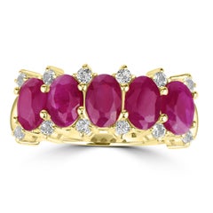 Gemistry 14K Yellow Gold Ruby & White Topaz Ring – Sizes 5, 8, 10