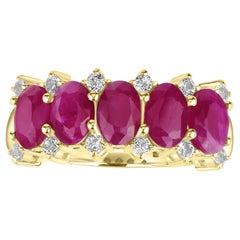 Gemistry 14K Yellow Gold Ruby & White Topaz Ring – Sizes 5, 8, 10