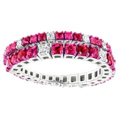 18K White Gold 1.55 Cttw. Natural Ruby/Diamond Flexible Band Ring Size 7