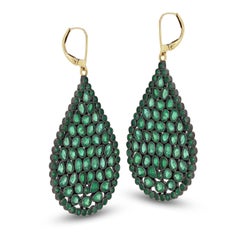 Orecchini a goccia con smeraldo vittoriano da 16 carati in argento sterling 18k/14k