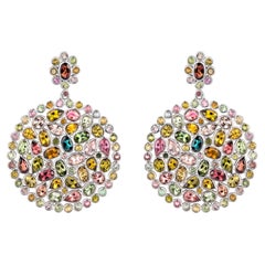 Gemistry 17.25 Cttw Natural Multi Colored Tourmaline Earrings in 925 Sterling