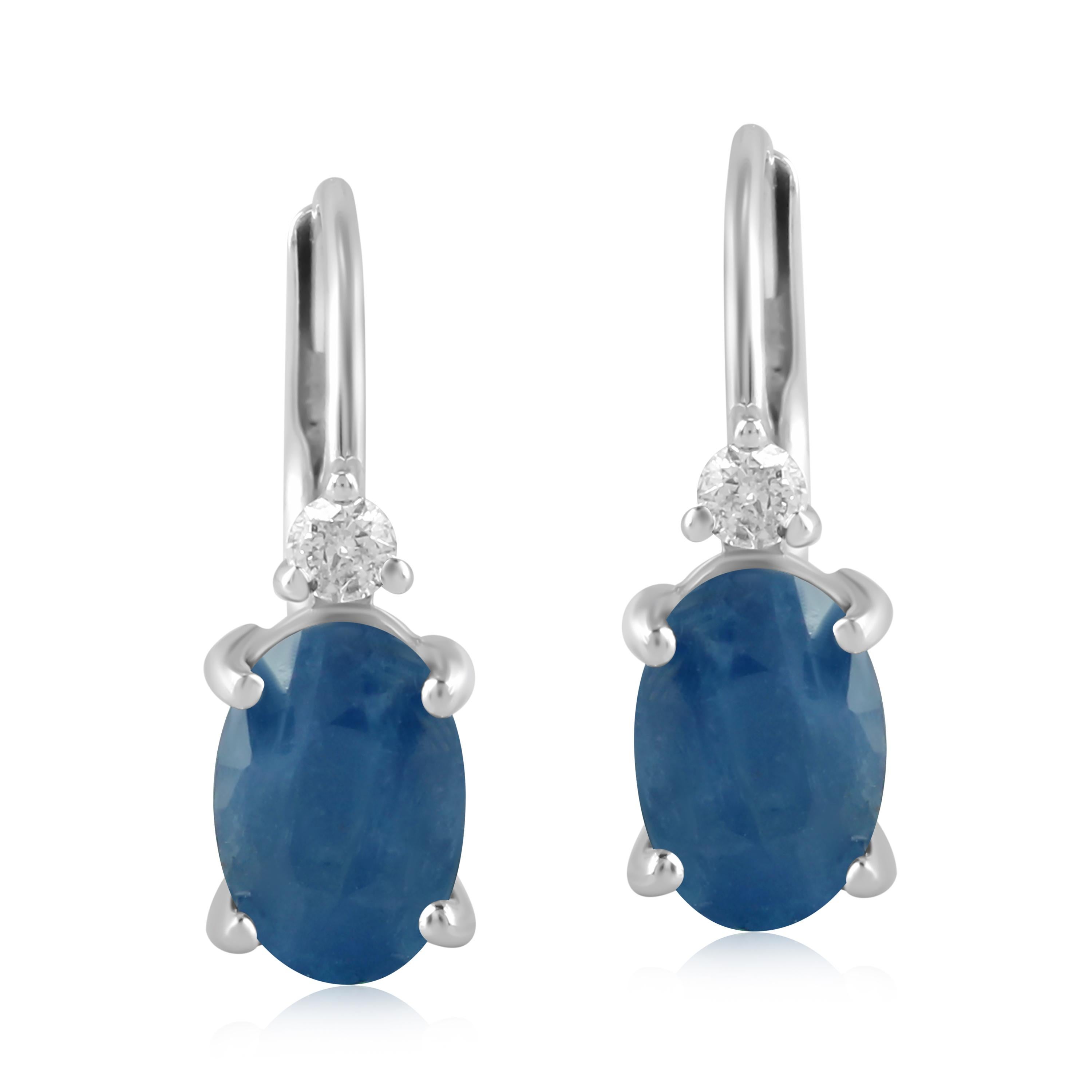 Gemistry 1,75 Cttw natürlicher blauer Saphir/Diamant-Ohrstecker aus 14K Weißgold im Zustand „Neu“ in New York, NY