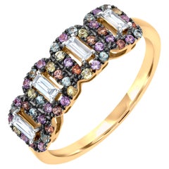 Bague en or jaune 18 carats saphir et diamant multi naturels taille 7