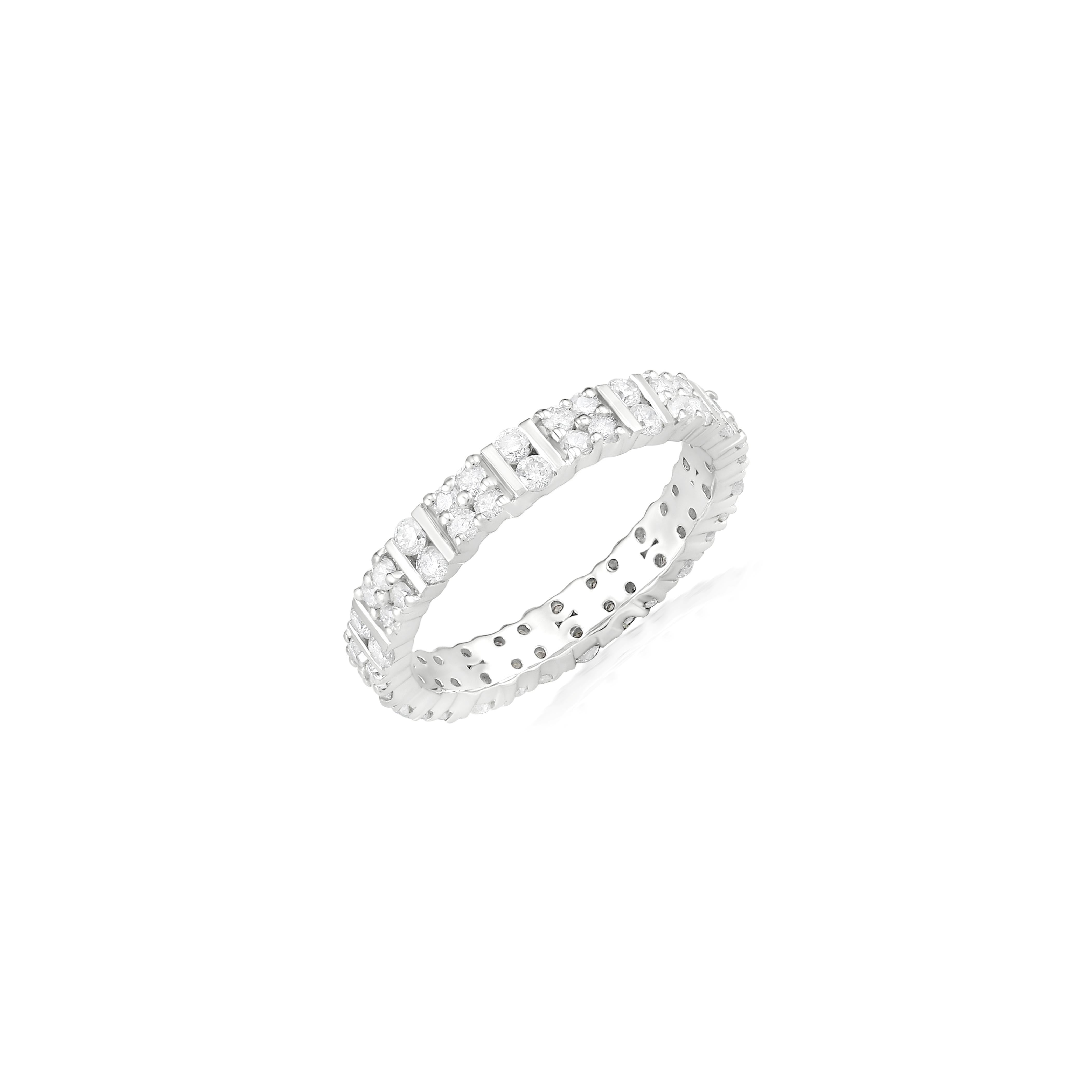Victorian Gemistry 1ct. T.W. Diamond Eternity Band in 925 Sterling Silver For Sale