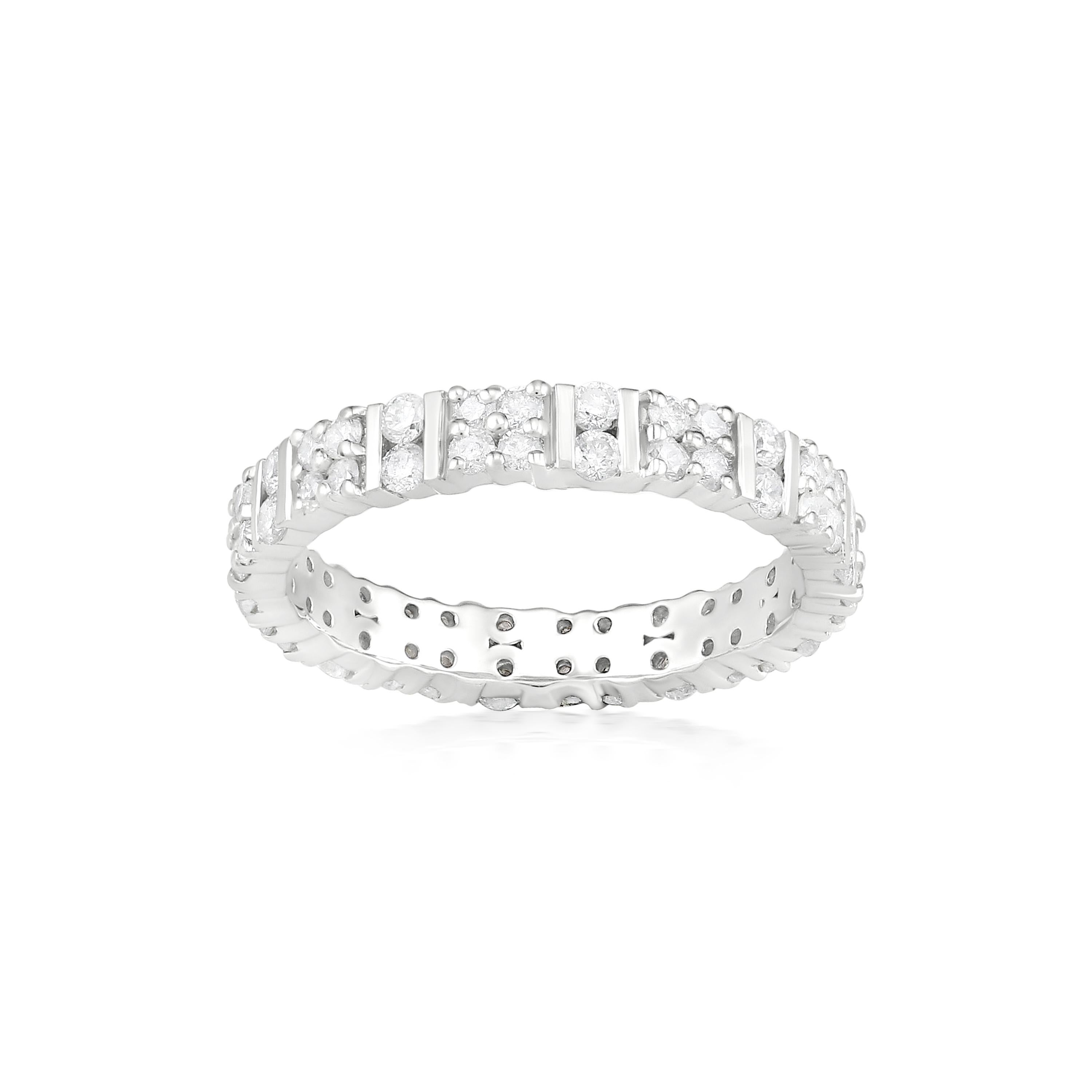 Round Cut Gemistry 1ct. T.W. Diamond Eternity Band in 925 Sterling Silver For Sale