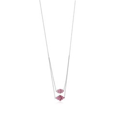 Gemistry 2.31 Cttw Natural Pink Tourmaline 16 Inch Necklace in 14K White Gold