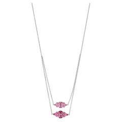 Gemistry Collier de 16 pouces en or blanc 14 carats avec tourmaline rose naturelle de 2,31 carats