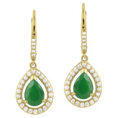 Gemistry 2.50 Cttw. Natural Emerald/Diamond Earrings in 18K Yellow Gold