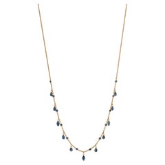 Gemistry 3.23 Cttw. Blue Sapphire Frontal Necklace in 18K Yellow Gold