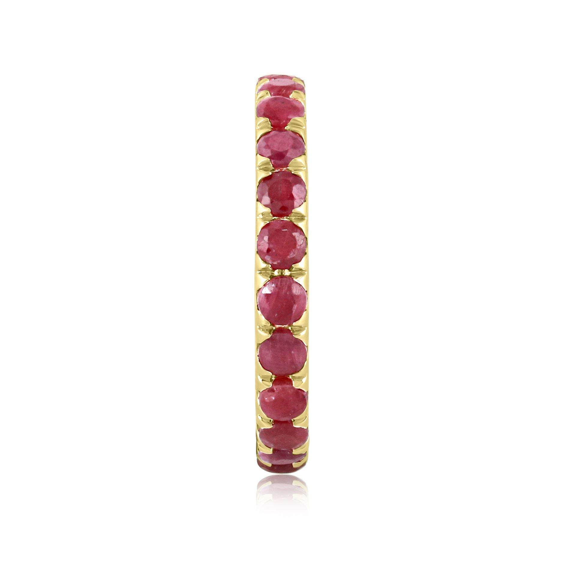 Contemporary Gemistry 3.50 Cttw. Natural Ruby Band Eternity in 14K Yellow Gold Ring Size 7