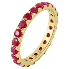 Gemistry 3.50 Cttw. Anello Eternity con fascia di rubini naturali in oro giallo 14K misura 7