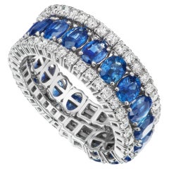 Gemistry 5.12cttw Diamond and Blue Sapphire Band Ring in 18k White Gold