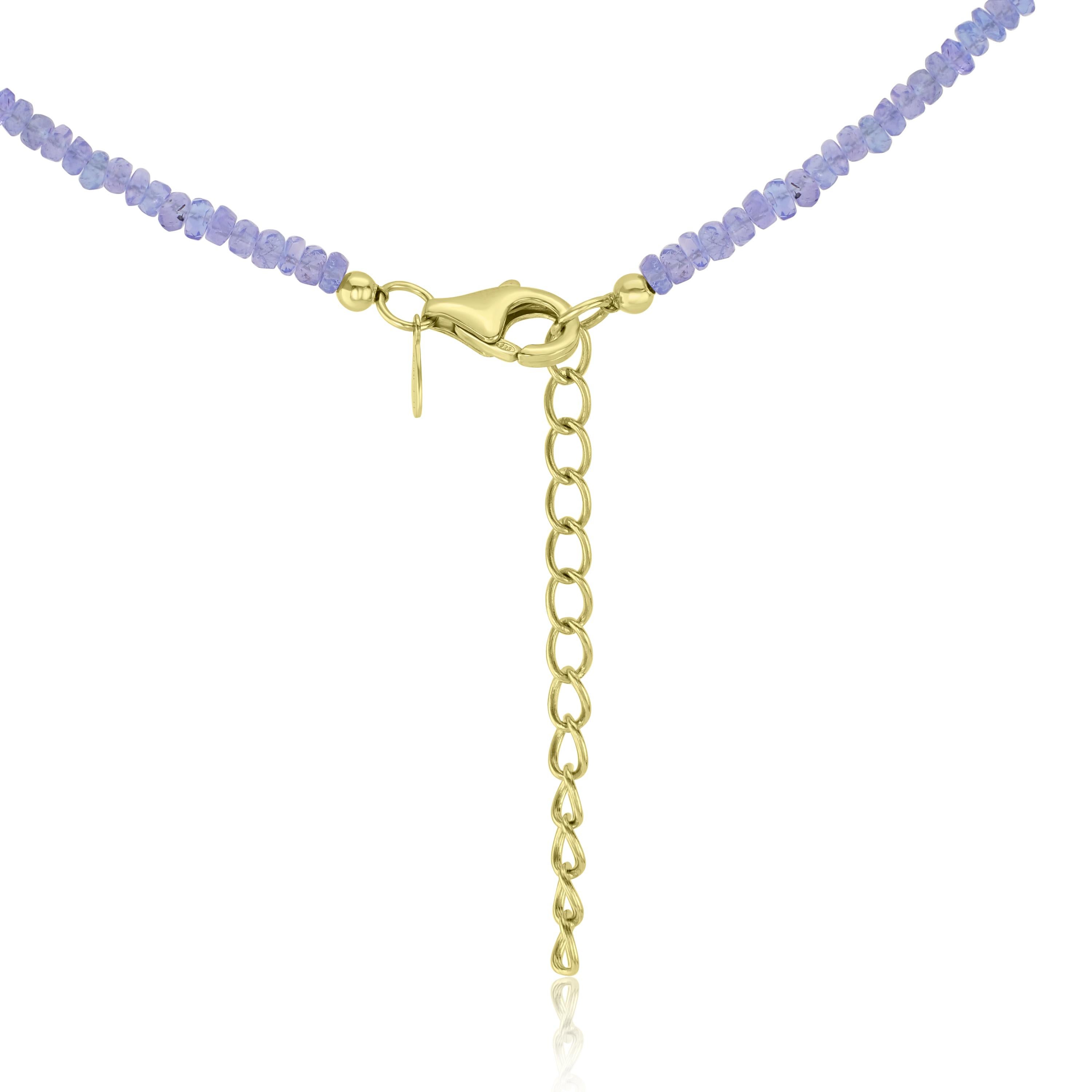 Perle Gemistry Collier de perles de tanzanite de 56,57 carats en argent sterling 925 en vente