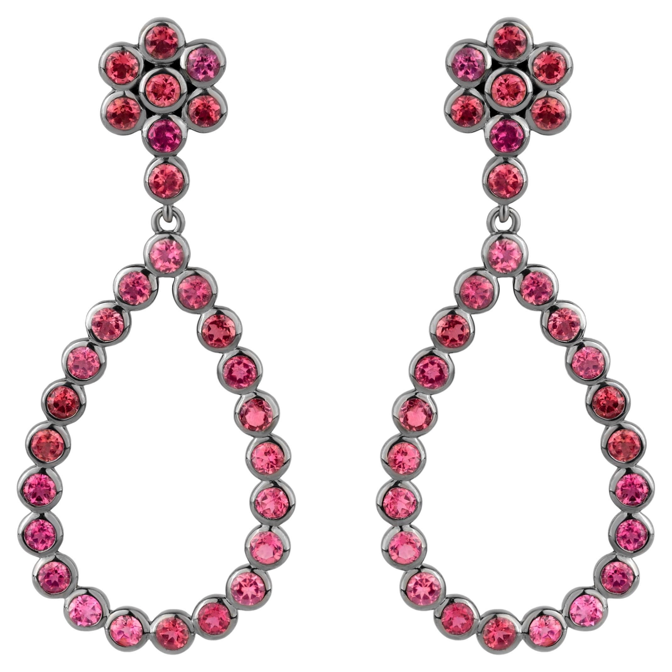 Gemistry 6.64Ct. t.w. Pink Tourmaline Teardrop Earrings in 925 Sterling Silver For Sale