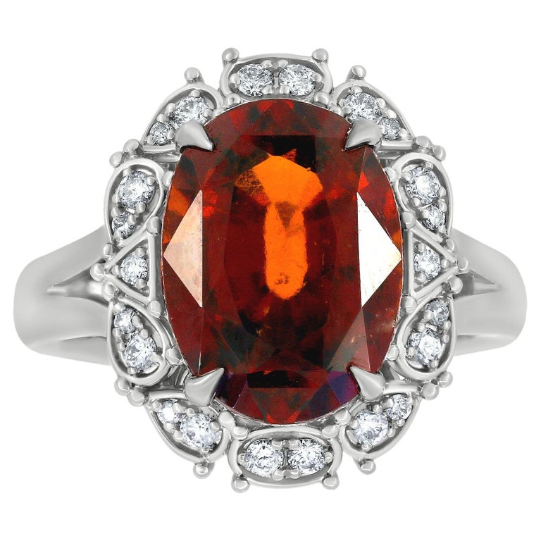 Bague En Or Gris 18 Carats Sertie De Grenat Et Diamants Baguette - Taille 53 - Neuf Avec étiquettes