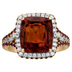 Gemistry 8.25 Cttw. Garnet, Orange Sapphire and Diamond Ring in 18K Yellow Gold