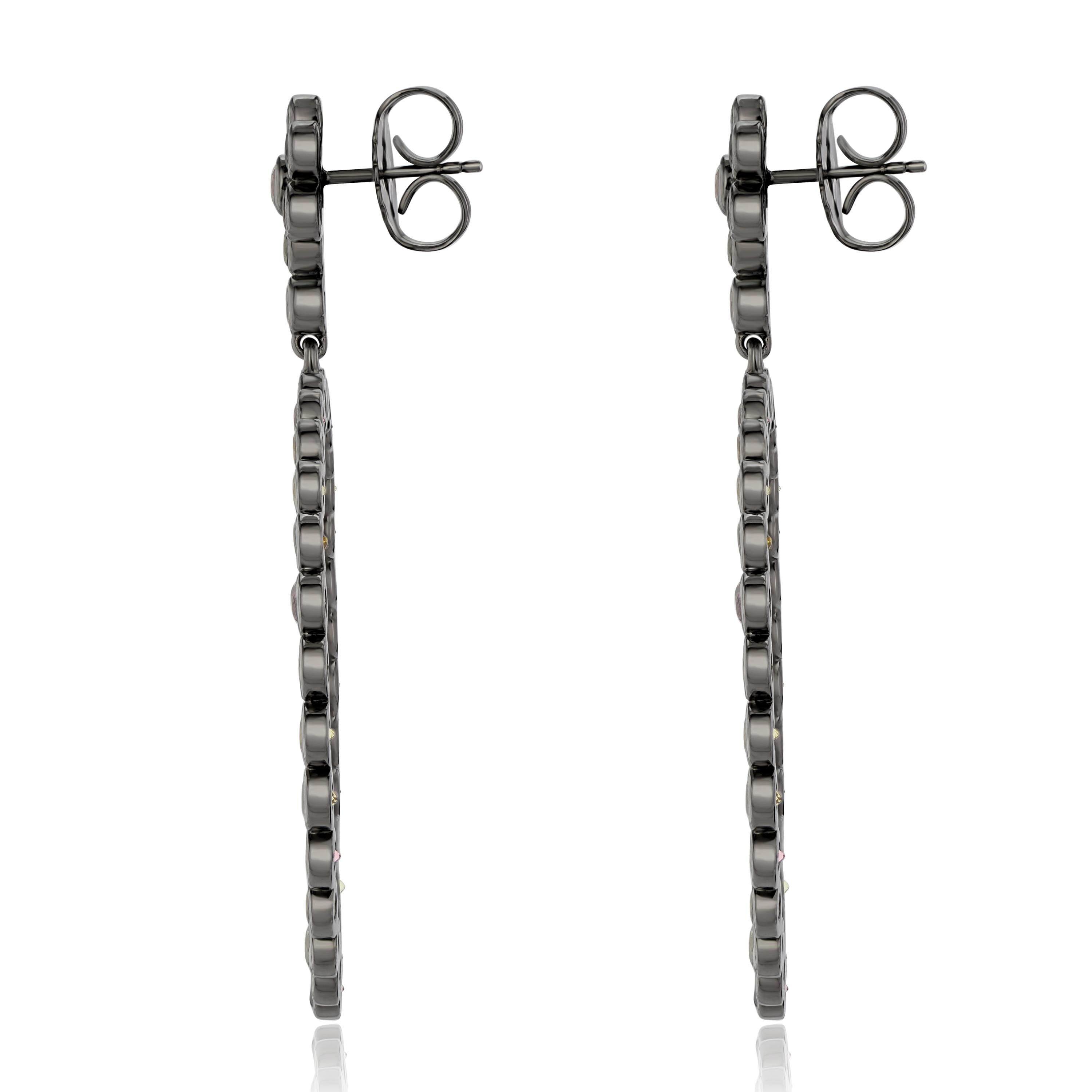 Química 9.50 Ct.Tw. Pendientes de Turmalina Multicolor en Plata de Ley Moderno en venta