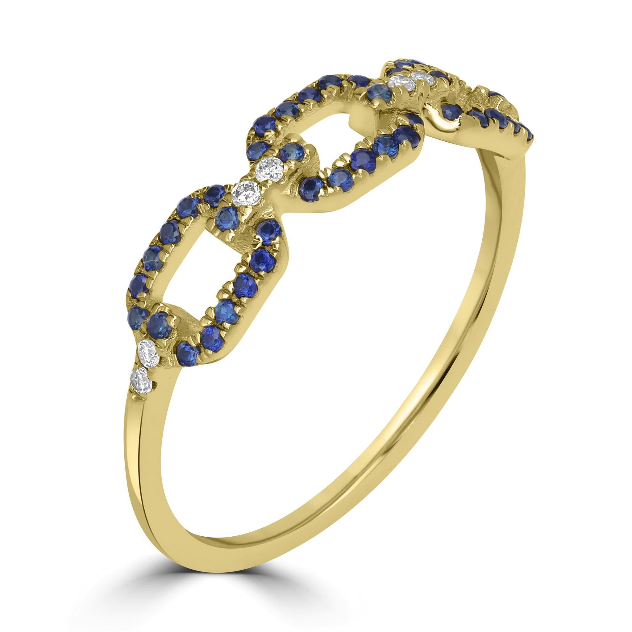 Introducing the Gemistry Alice Pave Square Link Gemstone, a stunning addition to your jewelry collection. Hand crafted with 14kt gold , this pave set ring features genuine Blue Sapphire gemstones complemented by white topaz perfect for those born in