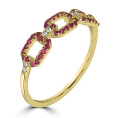 Gemistry Alice 14k Gold Natural Ruby/White Topaz Link Ring Size 6