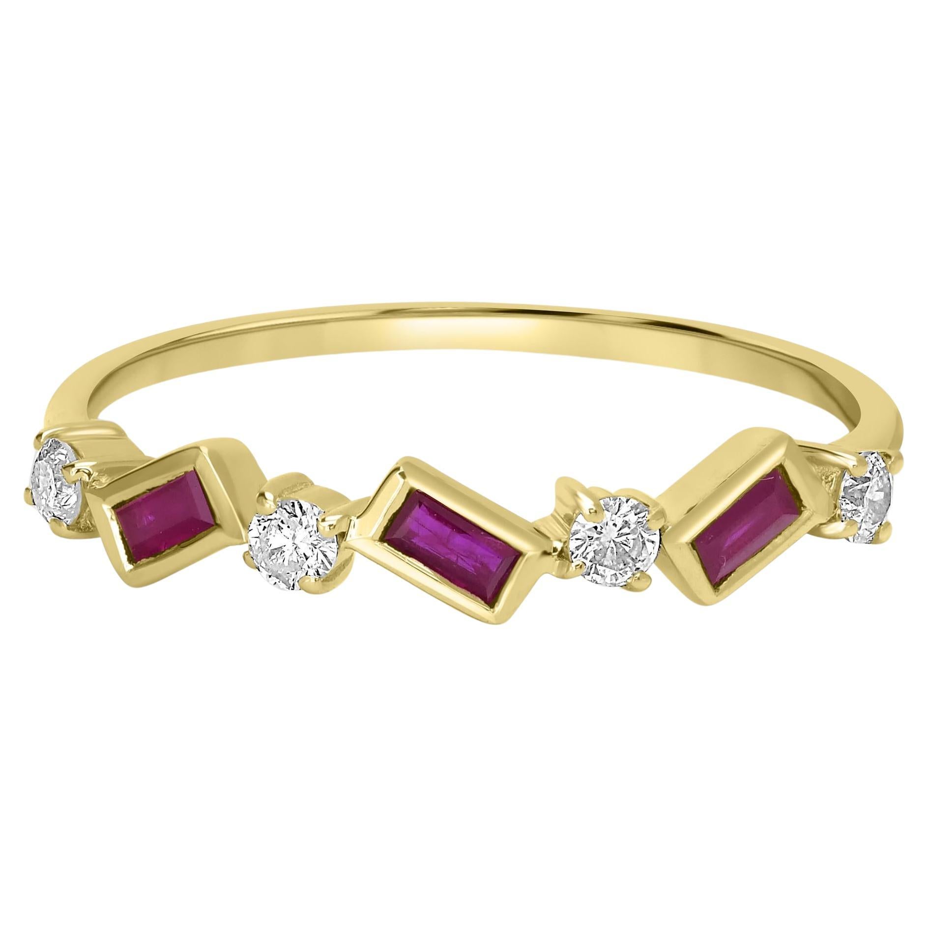 GEMISTRY Brooke 14k Gold Natural Ruby/White Topaz Ring Size 6