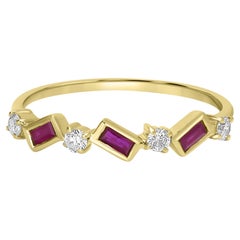 Anello GEMISTRY Brooke in oro 14k con rubino naturale e topazio bianco misura 8