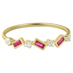 Gemistry Brooke 14k Gold Natural Ruby/White Topaz Ring Size 9