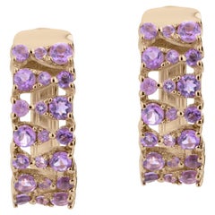 Gemistry Classic 14K Yellow Gold .50 Cttw Natural Amethyst Hoop Earring