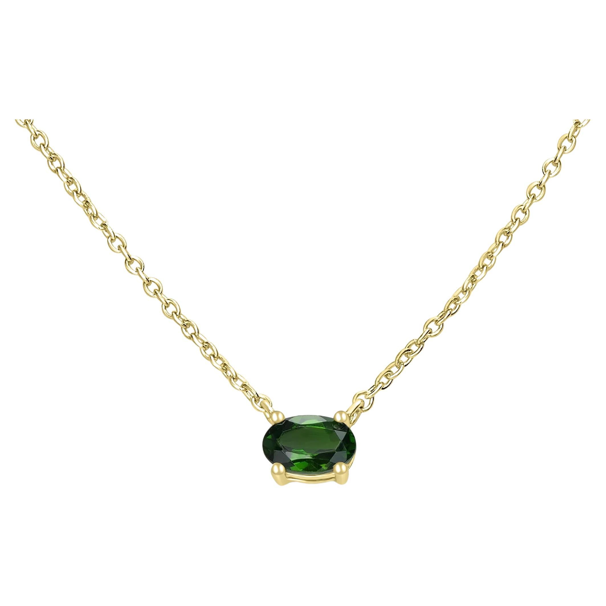 Gemistry 14K Yellow Gold Natural Chrome Diopside 18 Inch Necklace