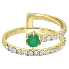 GEMISTRY Haley 14k Gold Natural Emerald/White Topaz Ring Size 6